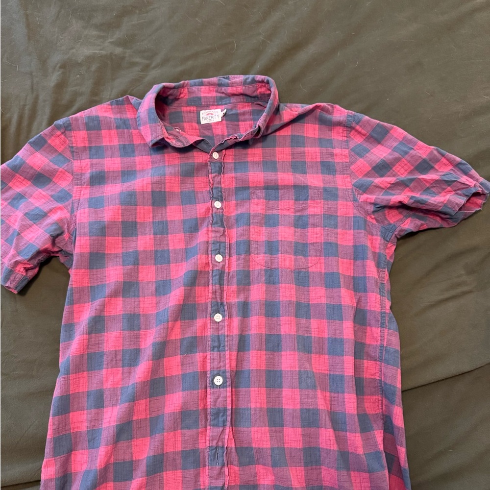 Faherty Casual Red and Blue Plaid Shirt